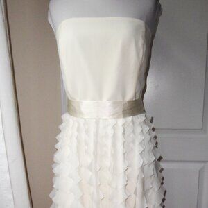 White House Black Market Strapless Ivory Cocktail Party Prom Dress Size 12